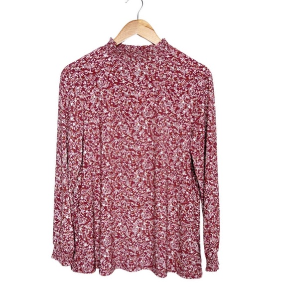 New with Tag Anne Klein Women's Mauve Pink Floral Long Sleeve Turtleneck Blouse - Picture 3 of 16
